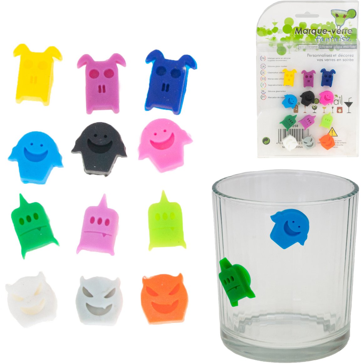 TG56549 ZNACZNIKI DO KIELISZKÓW na szklanki duszki znaczki Halloween