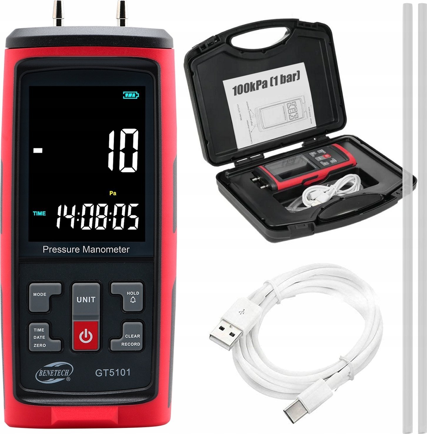 MANOMETR RÓŻNICOWY MIERNIK CIŚNIENIA TESTER PODCIŚNIENIA APLIKACJA PC 1 BAR