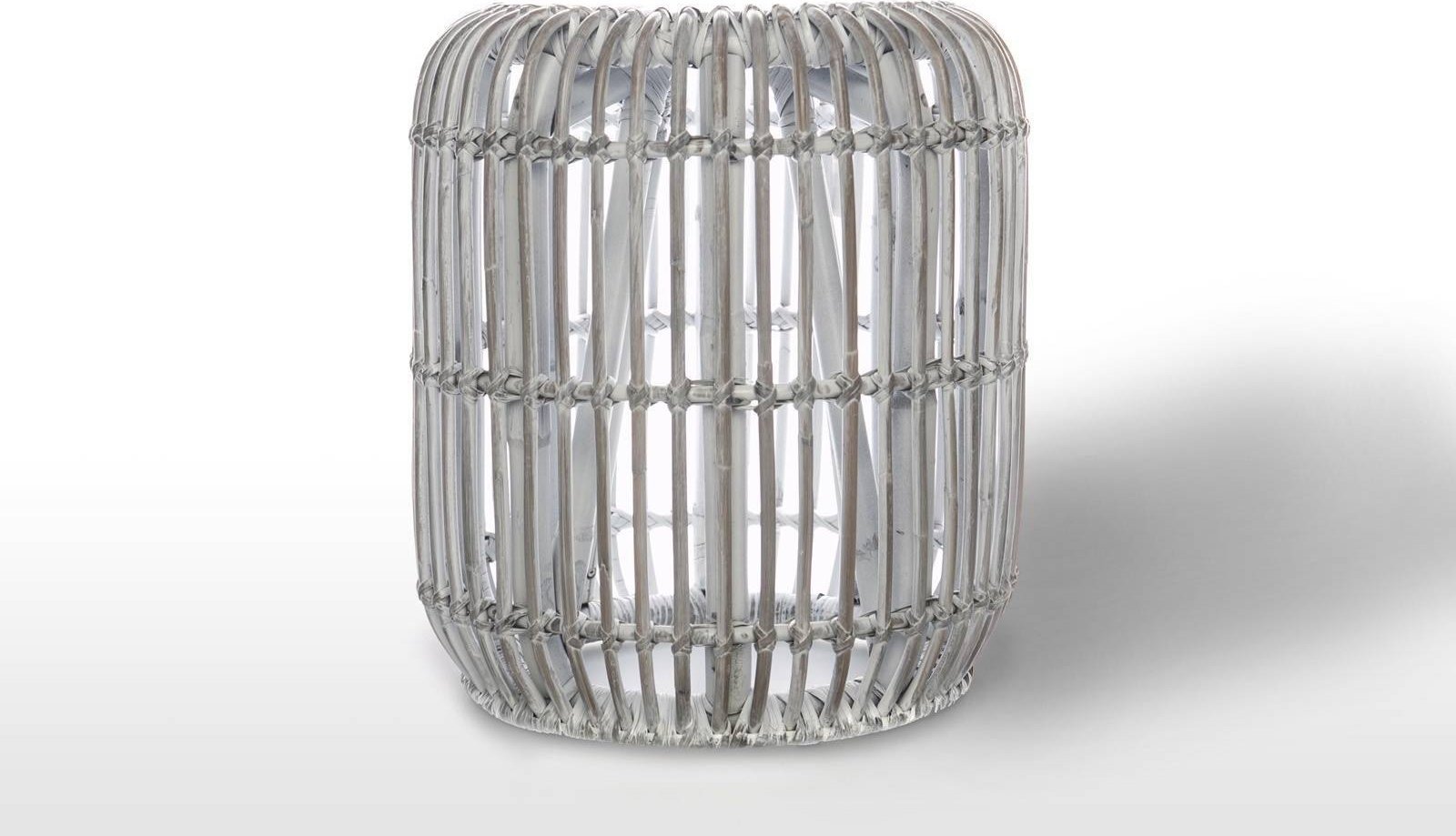 Stolik/puf rattanowy biały Cannes 35 cm.