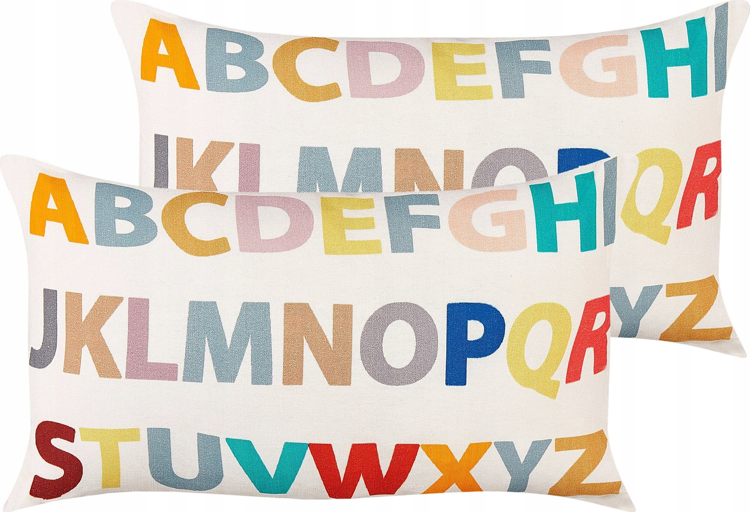 Beliani 2 bawełniane poduszki dla dzieci z motywem alfabetu 30 x 50 cm wielokolorowe ASARUM