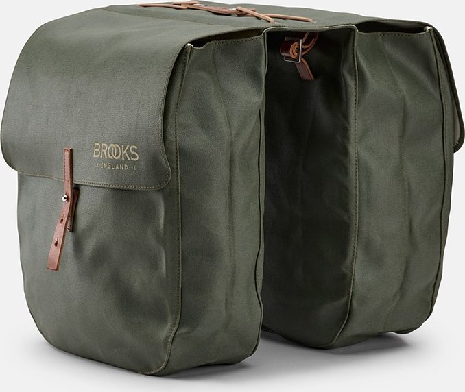 Brooks Sakwy BROOKS BRICK LANE PANNIERS, Sage Green/Honey, Pojemność 2x15L, Mocowanie na paskach, Garbowana skóra (NEW)