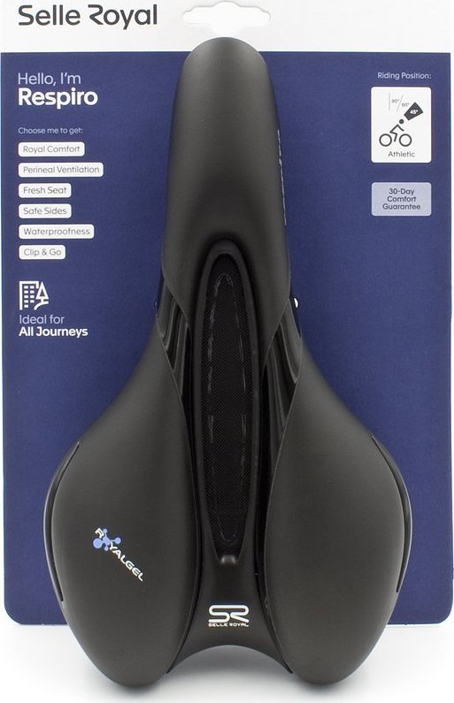Selle Royal Siodło SELLEROYAL RESPIRO SOFT ATHLETIC 45st. żelowe + elastomery unisex 398g (NEW 2023)