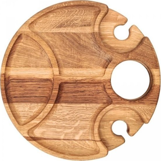 Okrągły stoliczek do wina z dodatkową tacą nr23 - jasny dąb