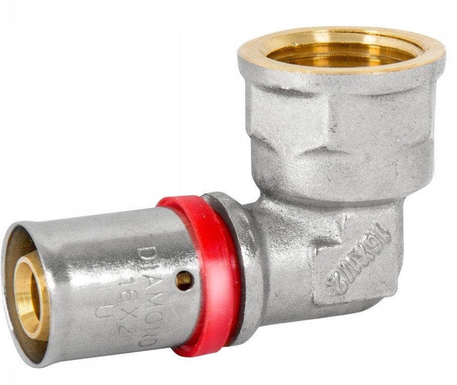 Diamond kolano zaprasowywane, KOL-DZ, PEX-AL-PEX z mosiądzu 3/4"x16 FZZ-005.3/4X16.KOL-D