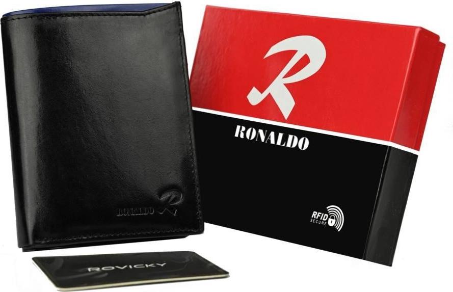 Ronaldo Pojemny, pionowy portfel męski z połyskującej skóry naturalnej Ronaldo NoSize