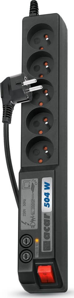 Listwa zasilająca Acar 504W przeciwprzepięciowa 5 gniazd 5 m czarna (W0071)