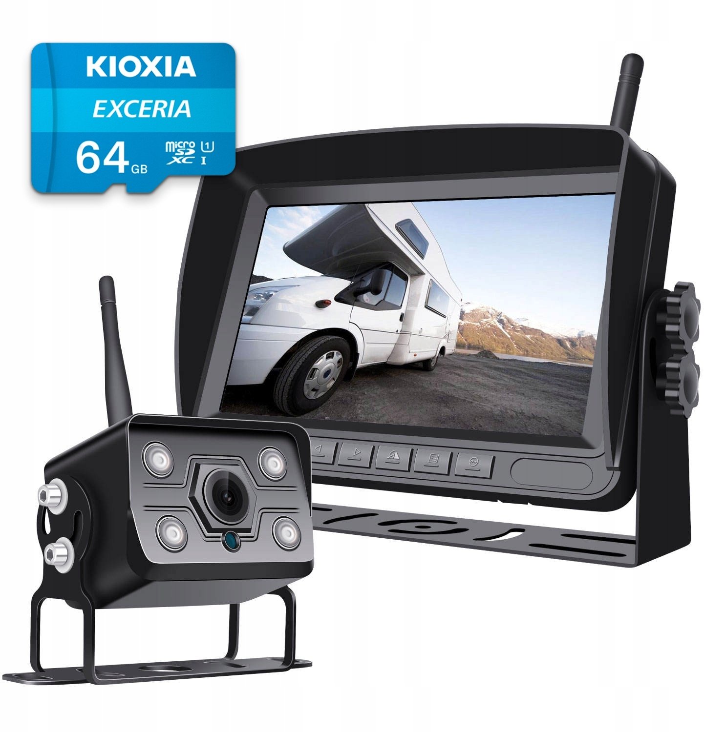 BEZPRZEWODOWY ZESTAW COFANIA IPS KAMERA FHD + 64GB