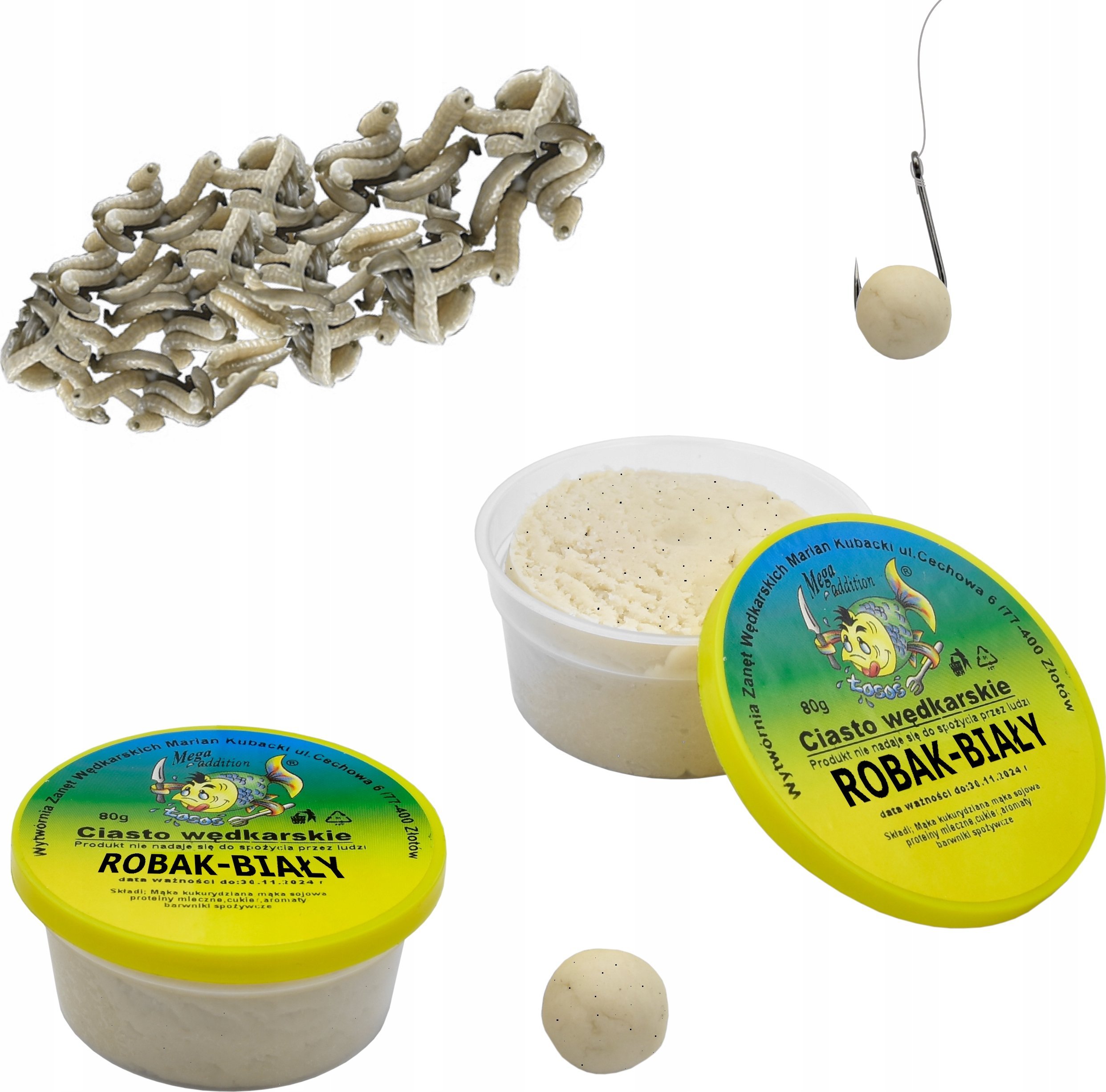 Wytwórnia Zanęt Wędkarskich Gotowe Proteinowe CIASTO WĘDKARSKIE 80 g ROBAK-BIA
