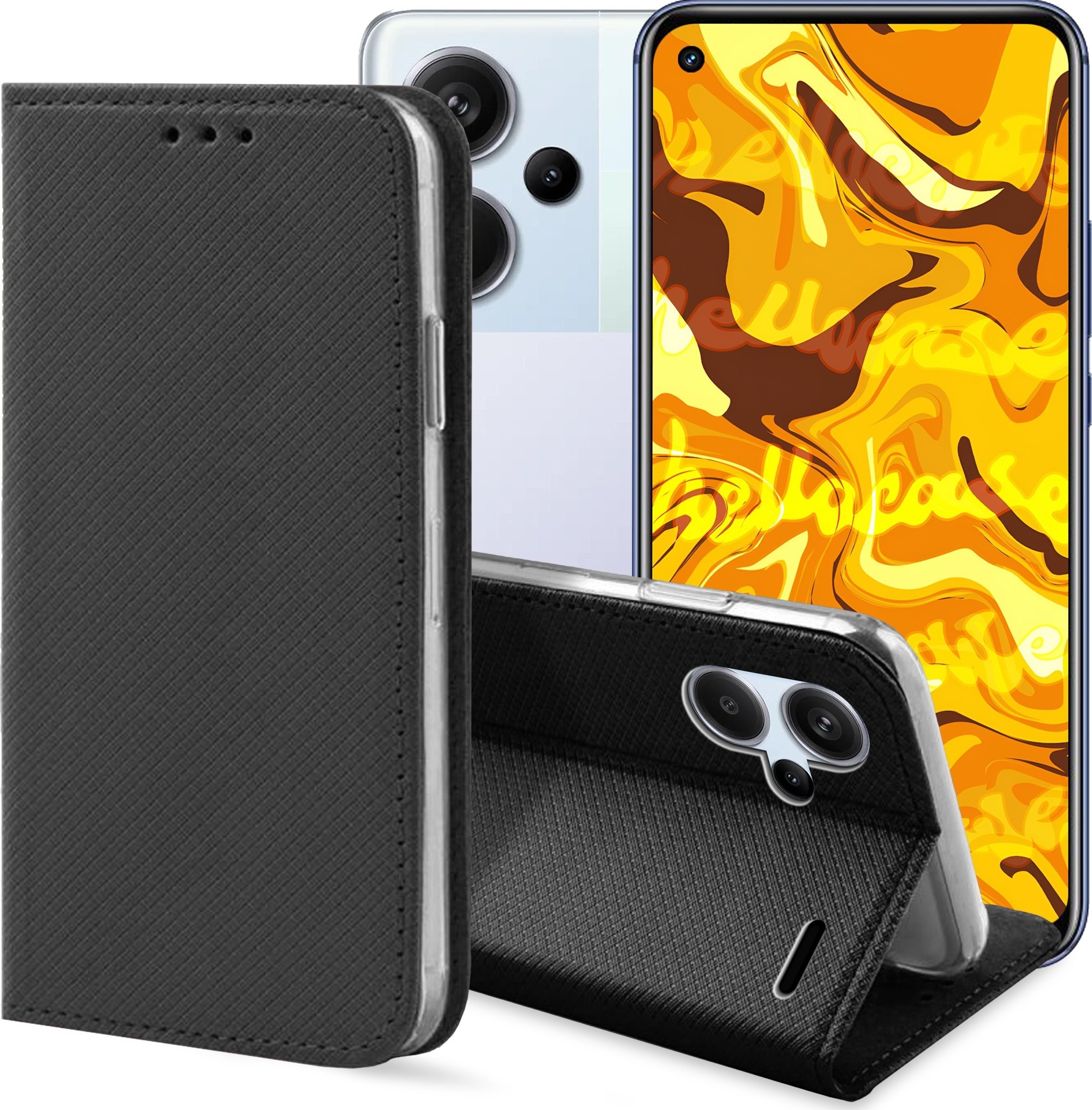 Hello Case ETUI Z KLAPKĄ DO XIAOMI REDMI NOTE 13 PRO PLUS 5G CZARNE ZAMYKANE KABURA