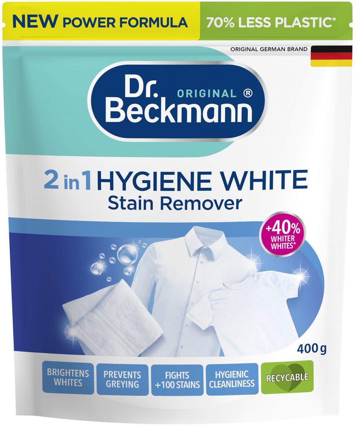 Traipu tirisanas pulveris gaisiem audumiem Hygiene White 2in1 400g 4008455603315