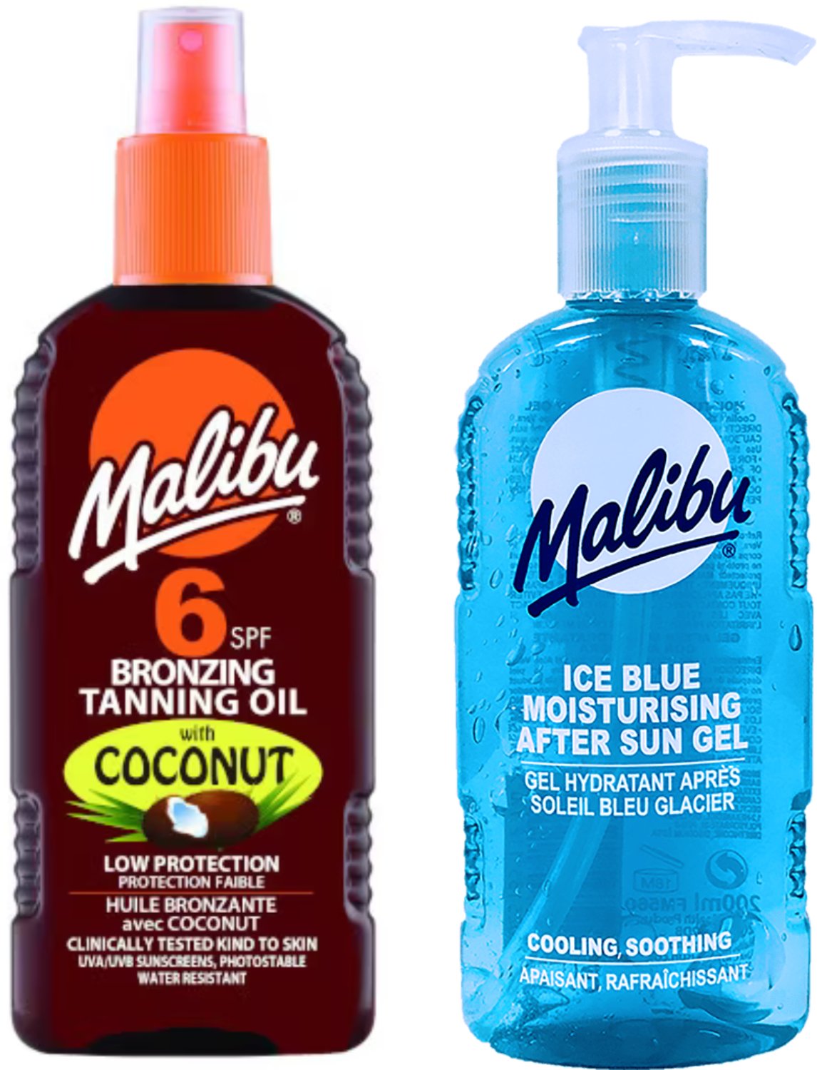 Malibu Olejek Brązujący Z Kokosem SPF6 200ml + Żel Po Opalaniu 200ml