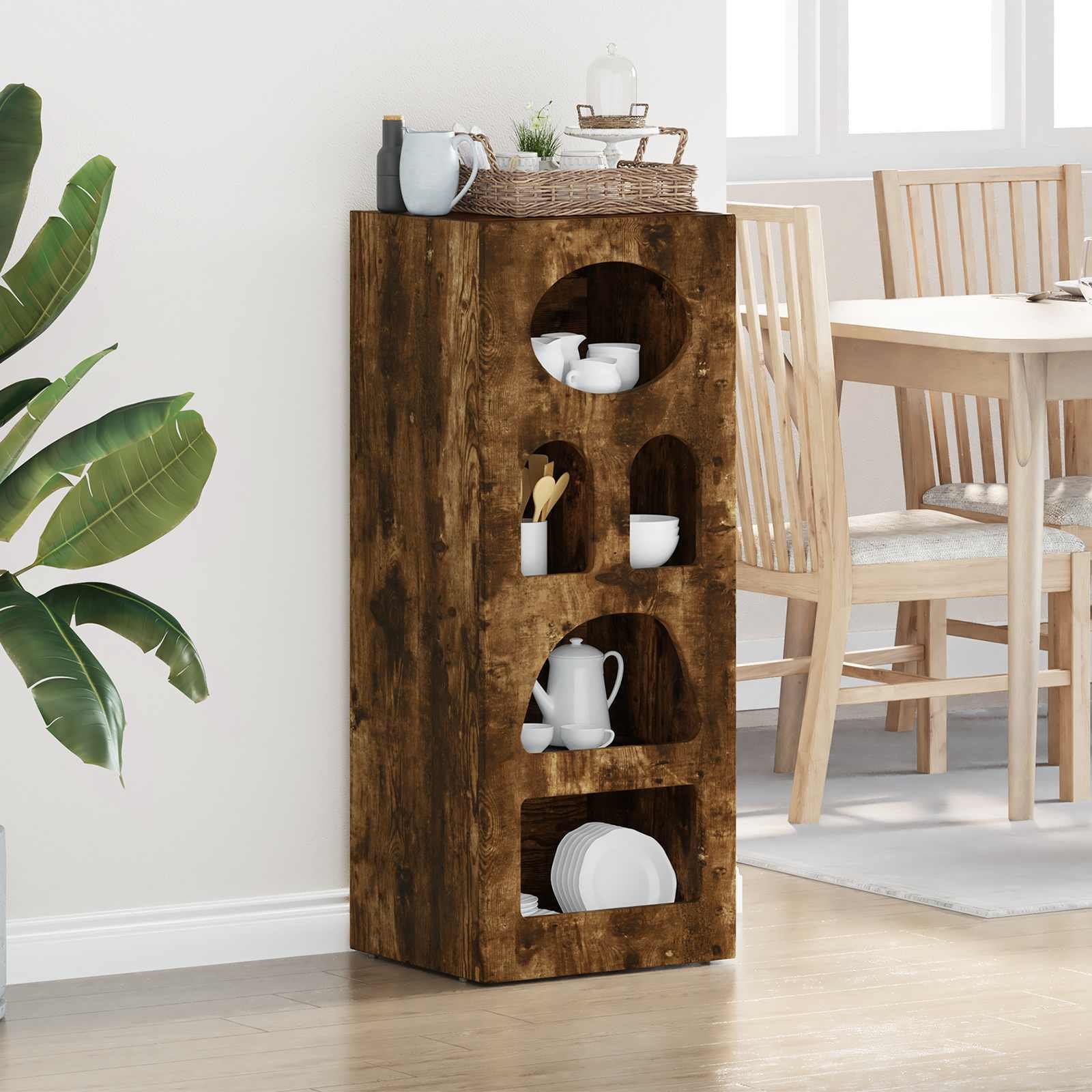 vidaXL Bufet Wędzone dębowe 40 x 35 x 100,5 cm Materiał drewniany