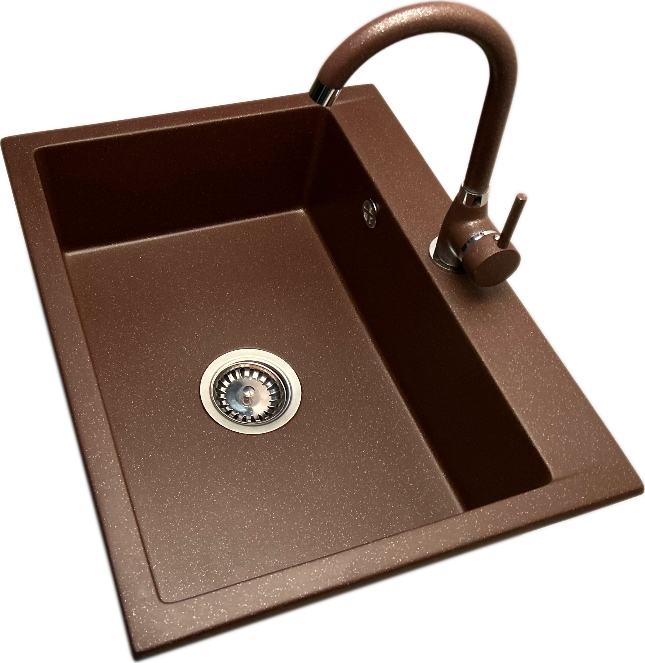 Zlewozmywak PREHNIT Zlewozmywak jednokomorowy ELAN brąz metalik + bateria NOON brąz metalik