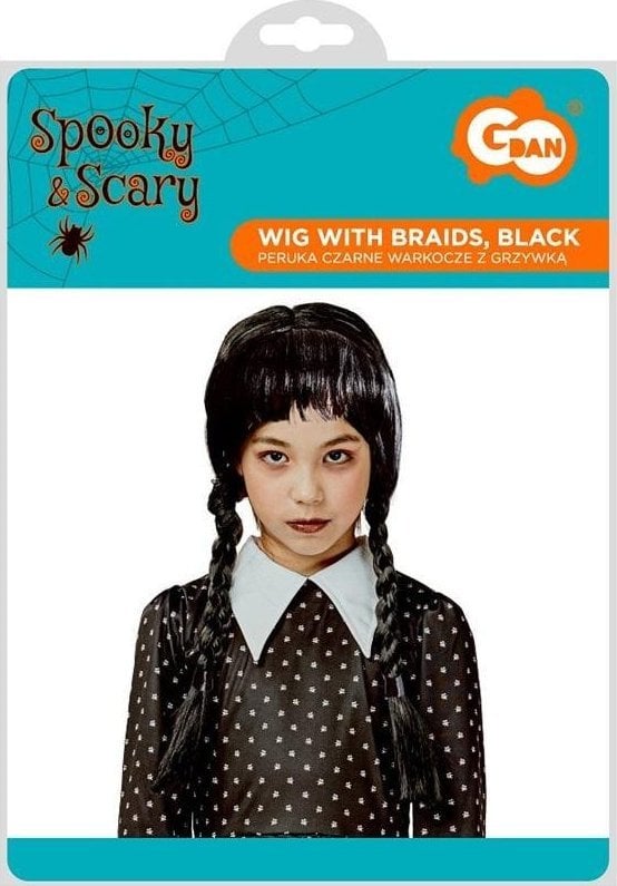 Peruka Czarne Warkocze z grzywką
