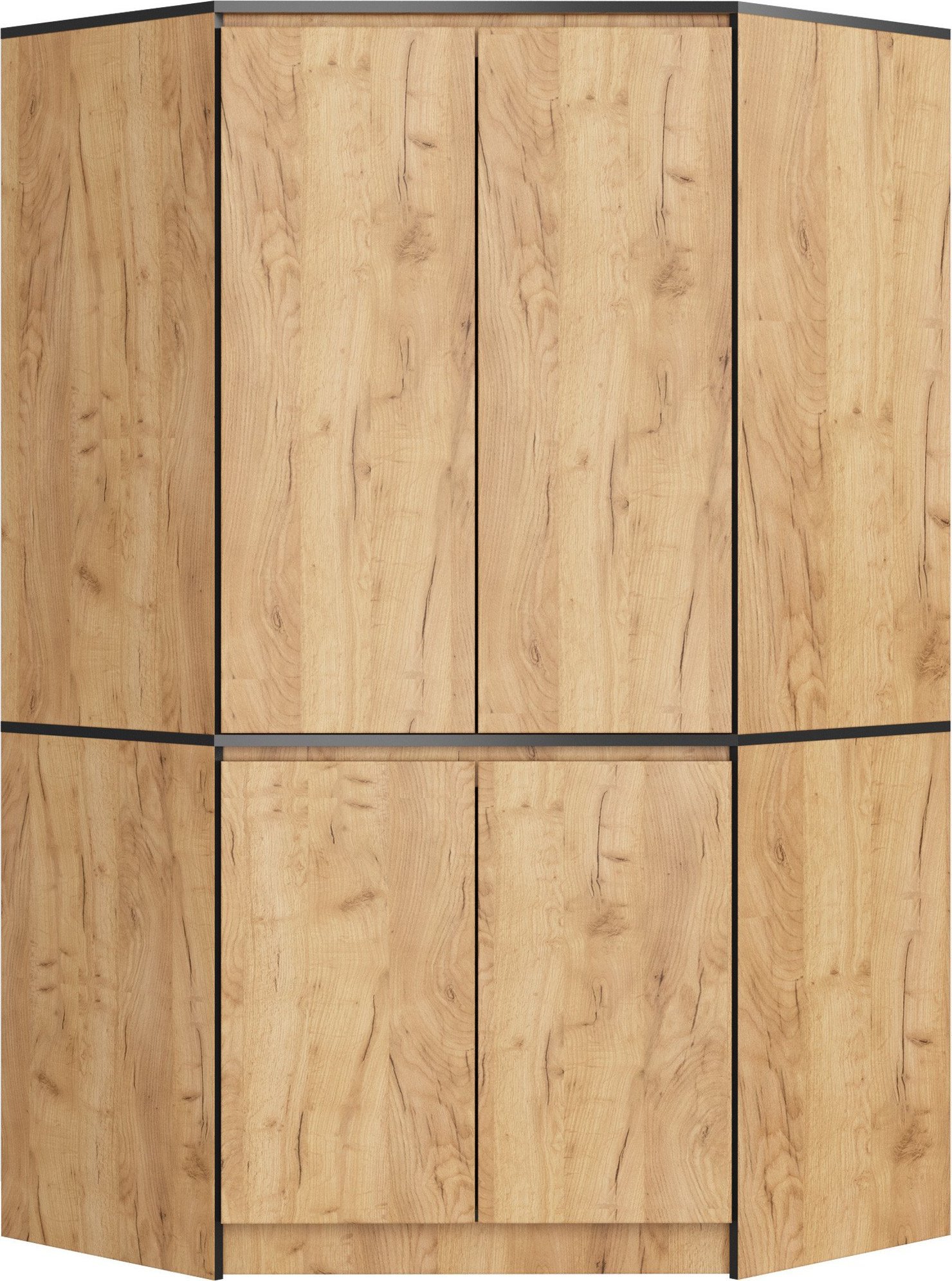 Akord Szafa narożna do sypialni 100 cm 4 drzwi 6 półek pojemna - dąb craft