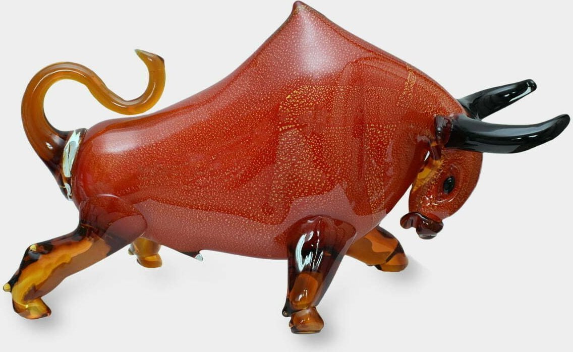 rzezbyzbrazu Figura Szklana w Stylu Murano Ogromny Byk Czerwony
