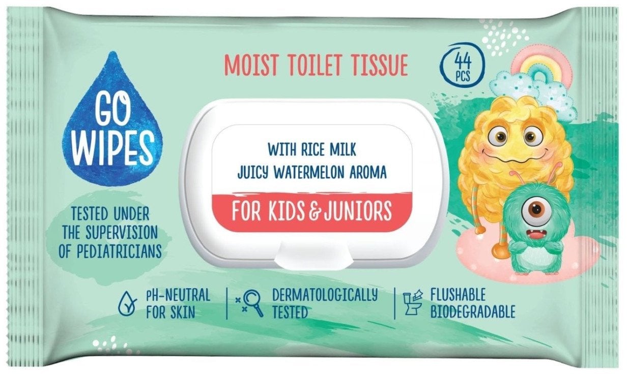 GOWIPES WET WC PAPER FOR KIDS&JUN 44PCS