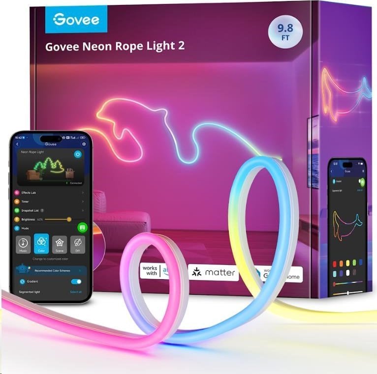 Taśma LED Govee Neon 2 MATTER elastyczny pasek LED (3m) - RGBIC