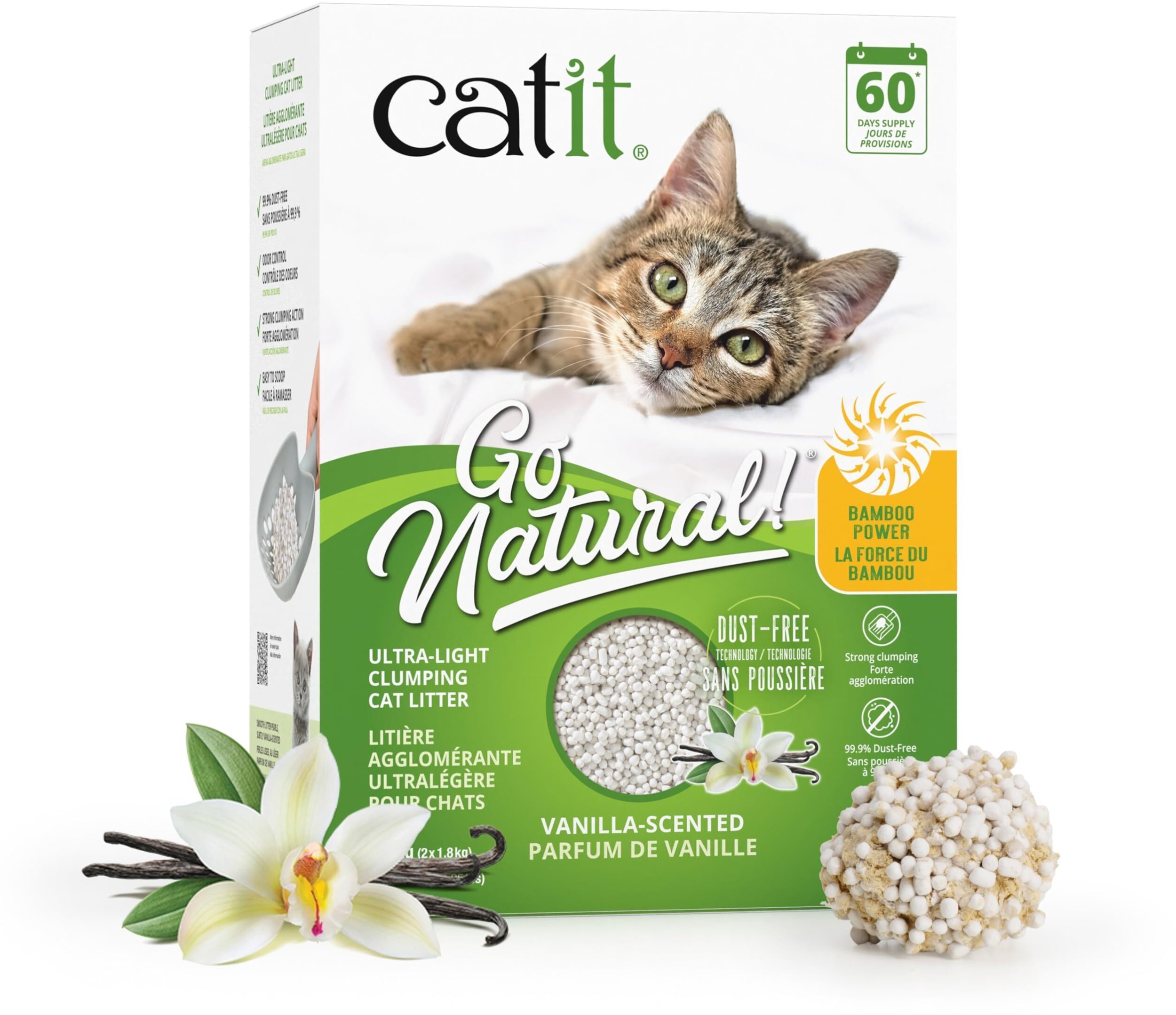 Żwirek dla kota Catit Go Natural Ultra-light żwirek dla kota mocno zbrylający waniliowy 3,6 kg