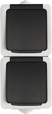 Kanlux TEKNO Gniazdo podwójne francuskie pionowe z ochroną styków śrubowe 16A 250V czarne (25360)