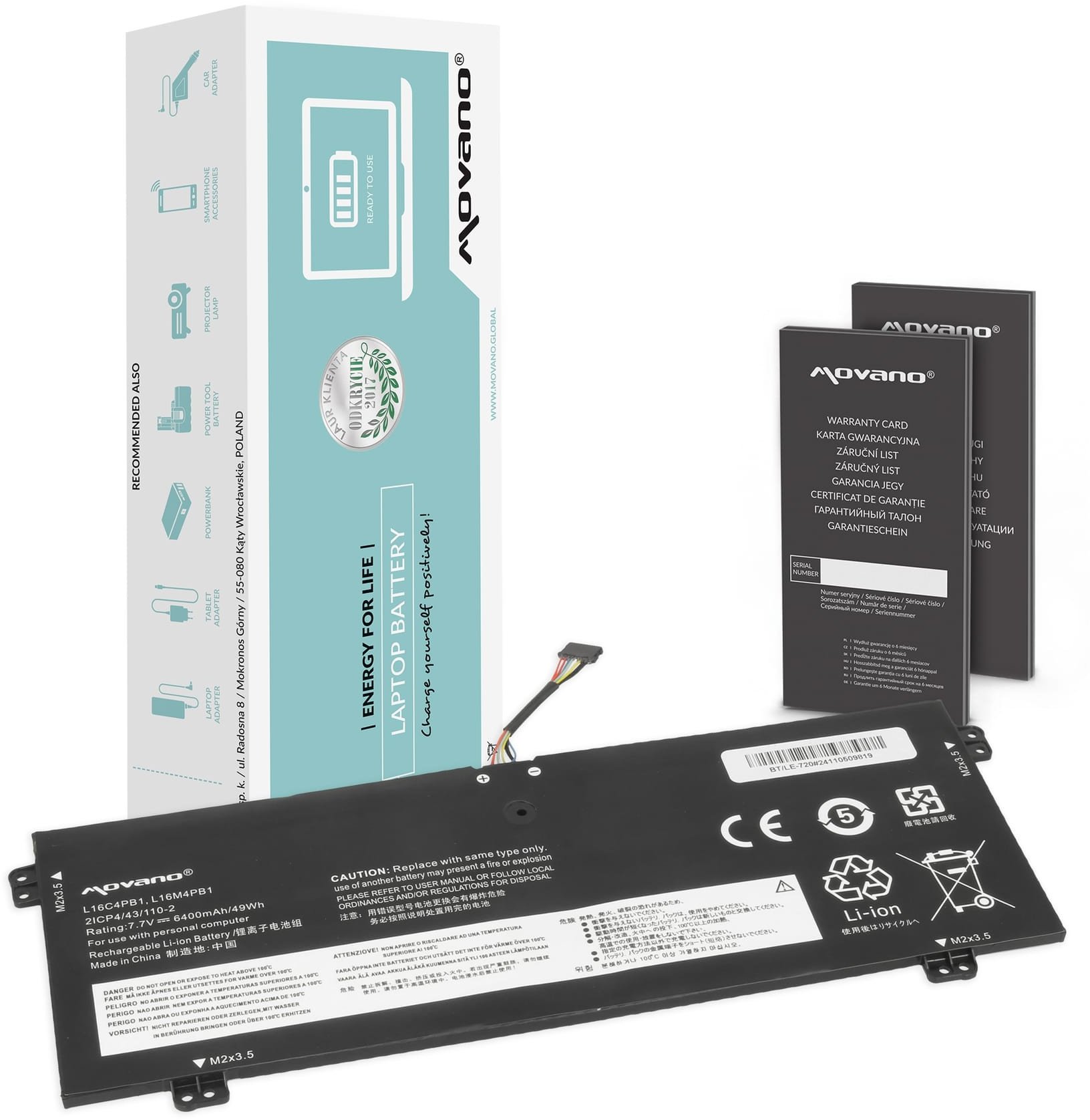 Bateria Movano do Lenovo Yoga 720-13IKB, 730-13IKB