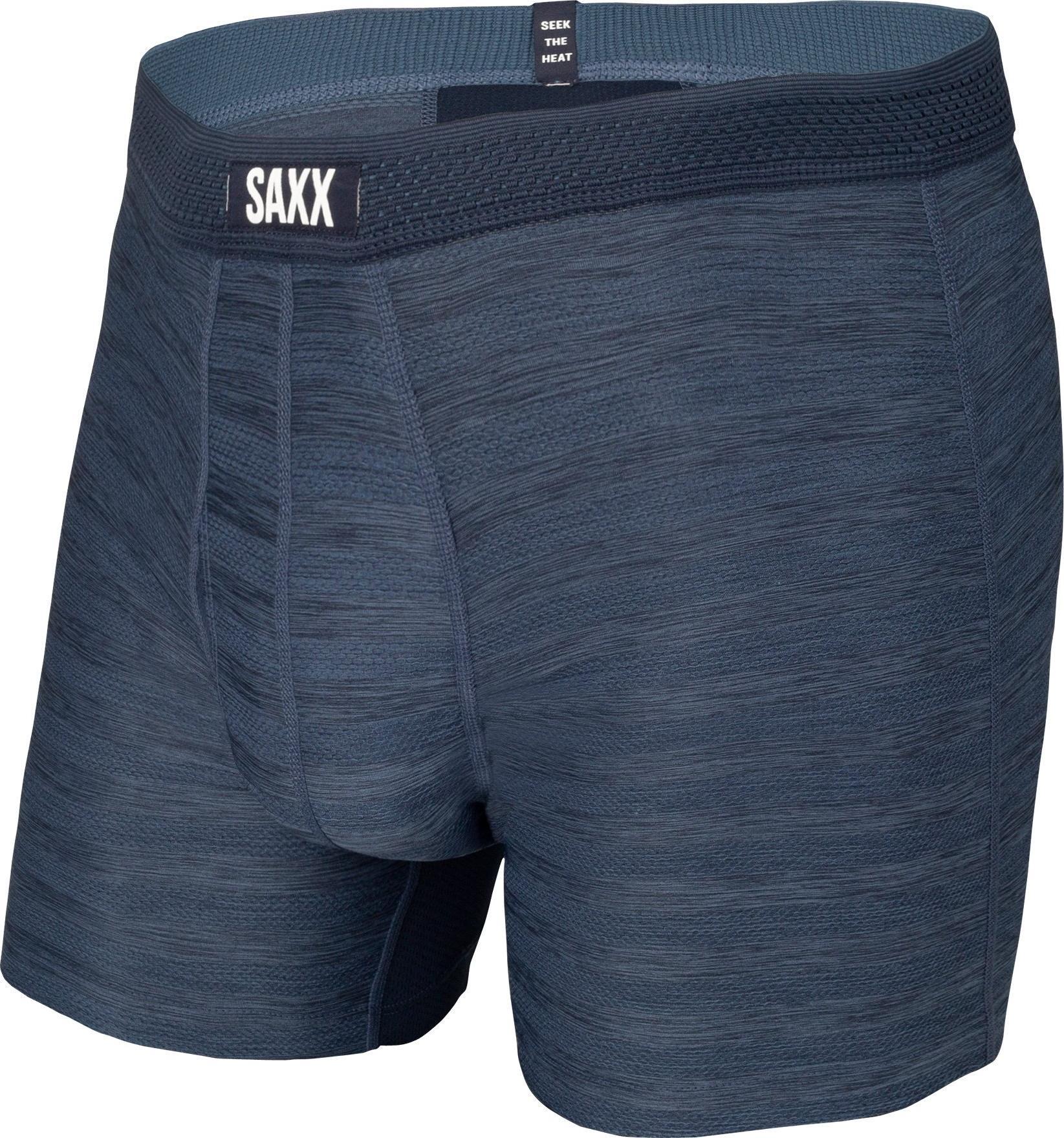 SAXX HOT SHOT BOXER BRIEF FLY DARK DENIM HEATHER S