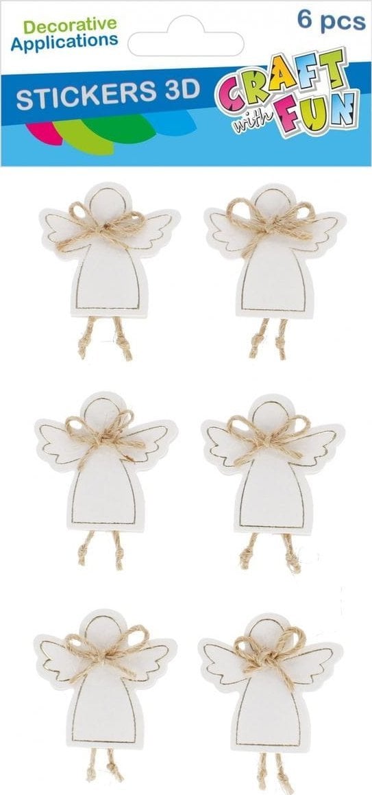 Dekoracja świąteczna Craft with Fun OZDOBA BN NAKLEJKI 3D ANIOLKI 6SZT CF PBH 12/144