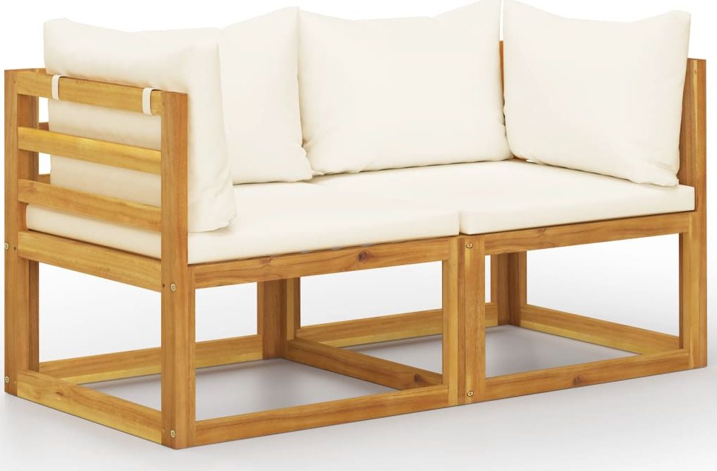 vidaXL 2-osobowa ławka ogrodowa z kremowymi poduszkami