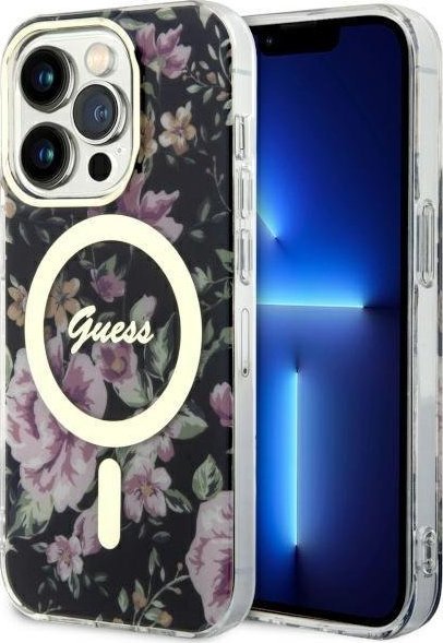 Guess Etui Guess GUHMP14LHCFWSK Apple iPhone 14 Pro czarny/black hardcase Flower MagSafe