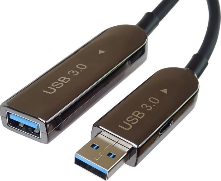 Kabel USB PremiumCord USB-A - USB-A 10 m Czarny (ku3fiber10)