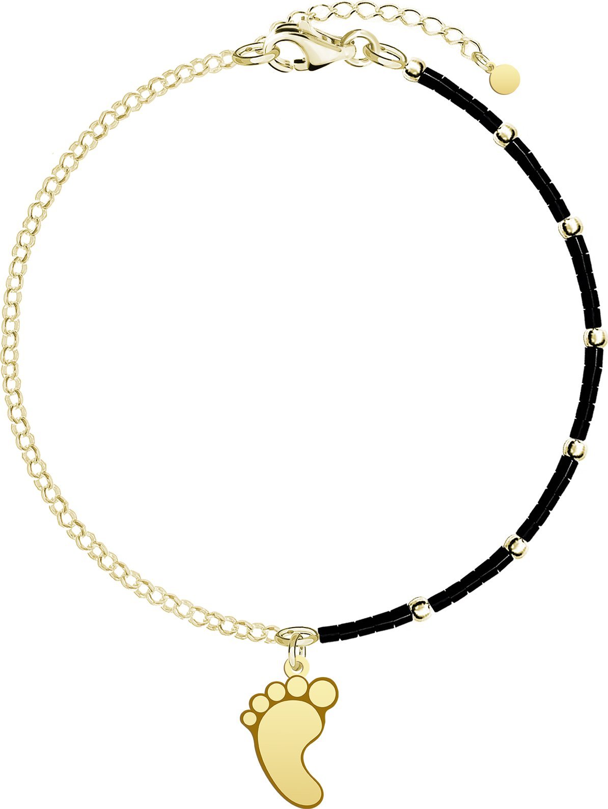 MEJK Jewellery Bransoletka Pozłacana ze Stópką i koralikami