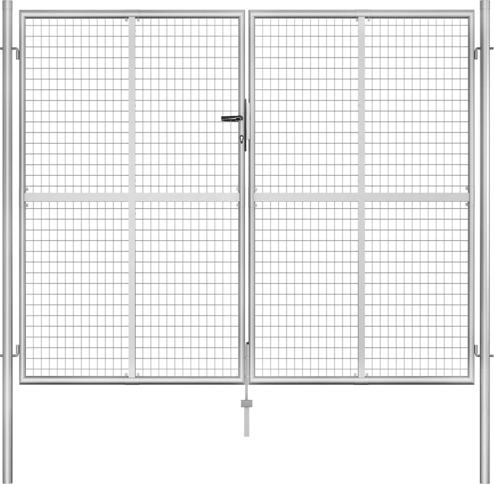 vidaXL Brama ogrodowa, galwanizowana stal, 306x250 cm, srebrna