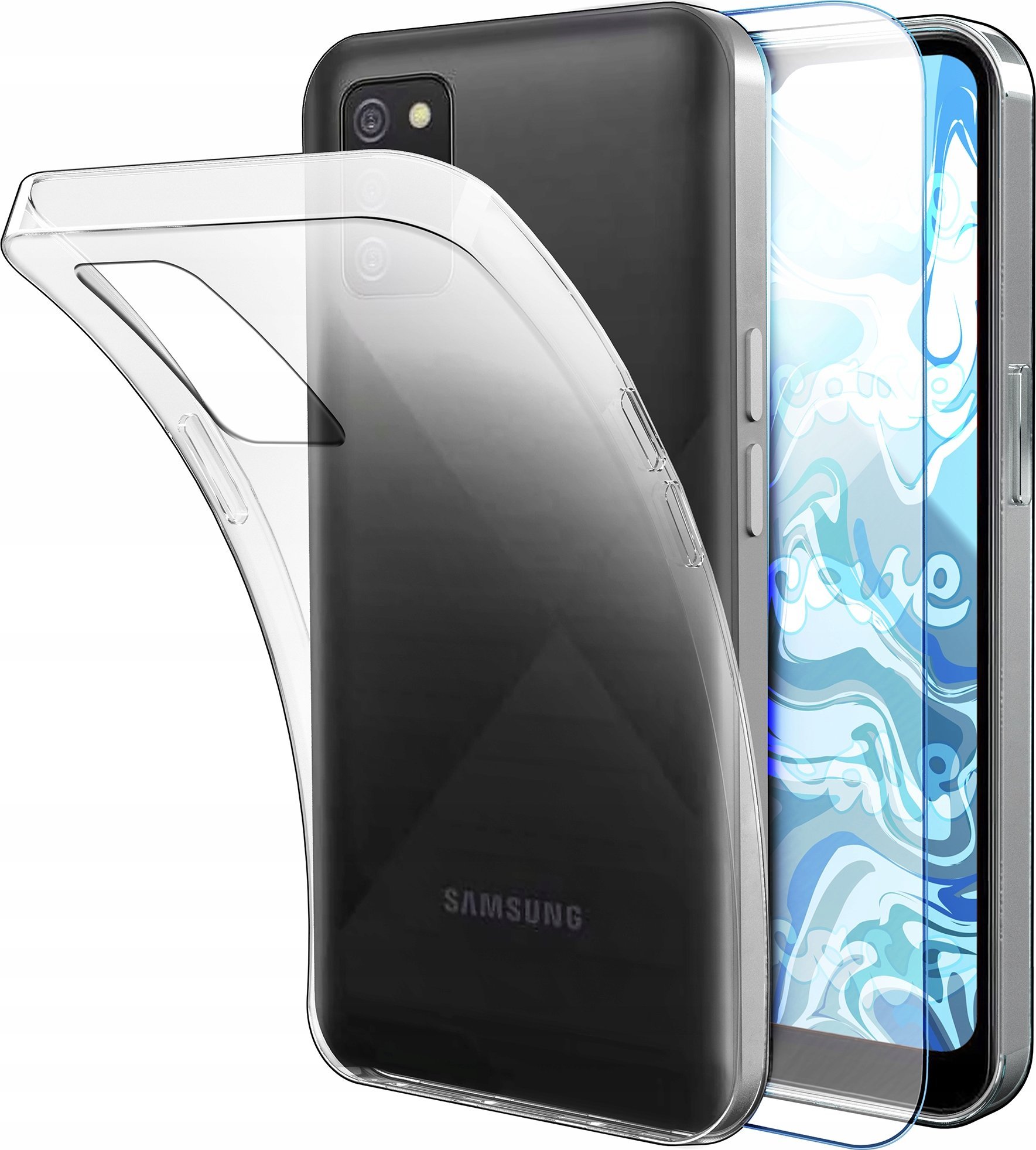 Etui Do Samsung Galaxy A02s (Przezroczyste, Silikonowe, Ochronne) Szkło
