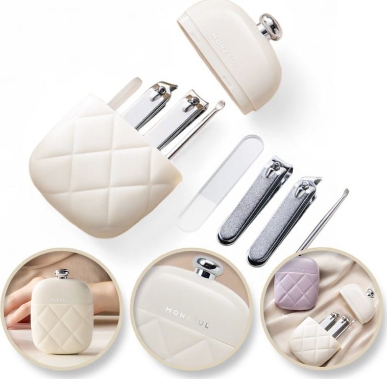 Zestaw akcesoriów etui do paznokci manicure kremowy 9,5cmx7cm AK10K