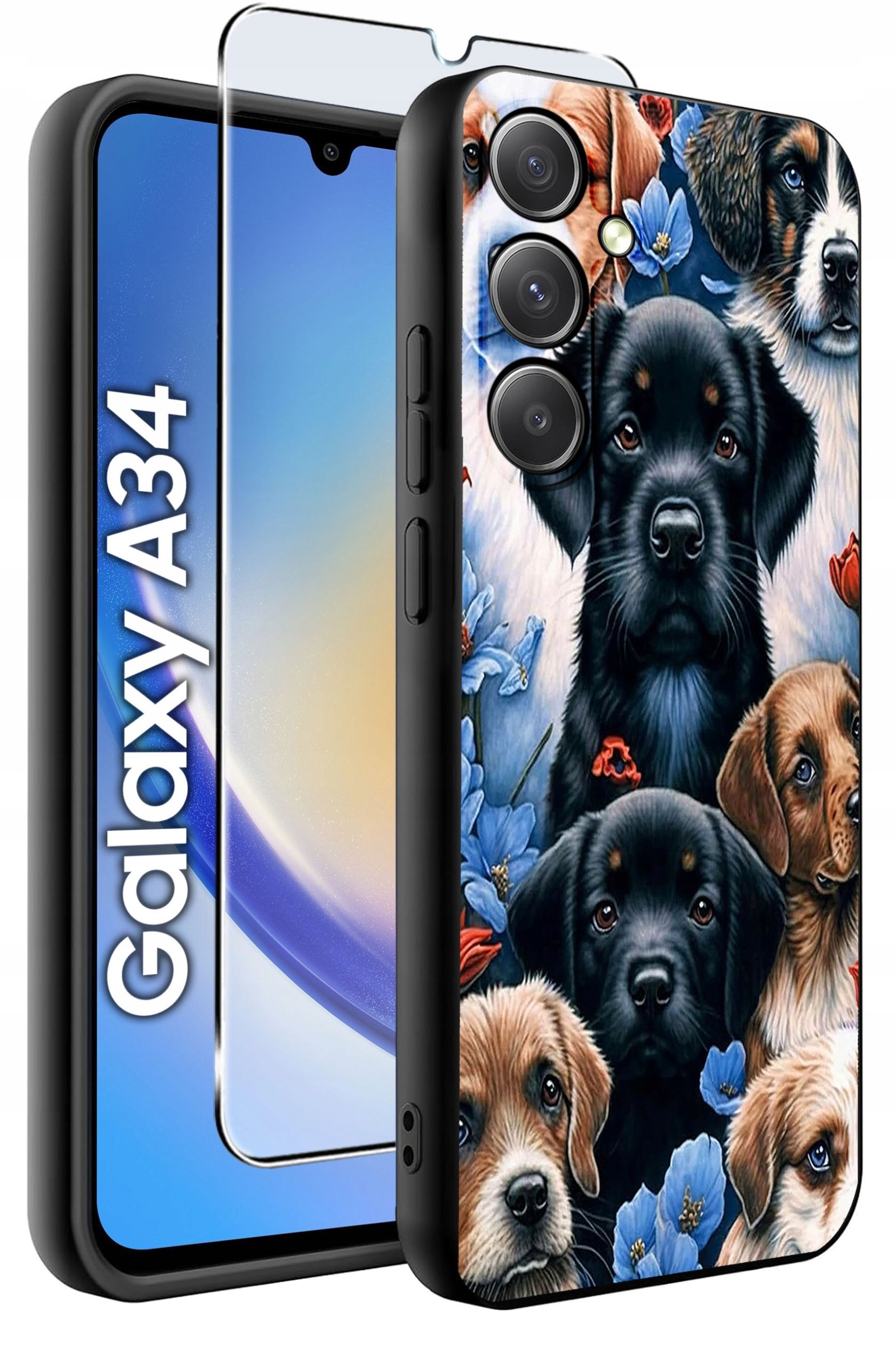 ETUI do Samsung A34 5G WZORY | SILIKONOWE MATT CASE + SZKŁO 9H