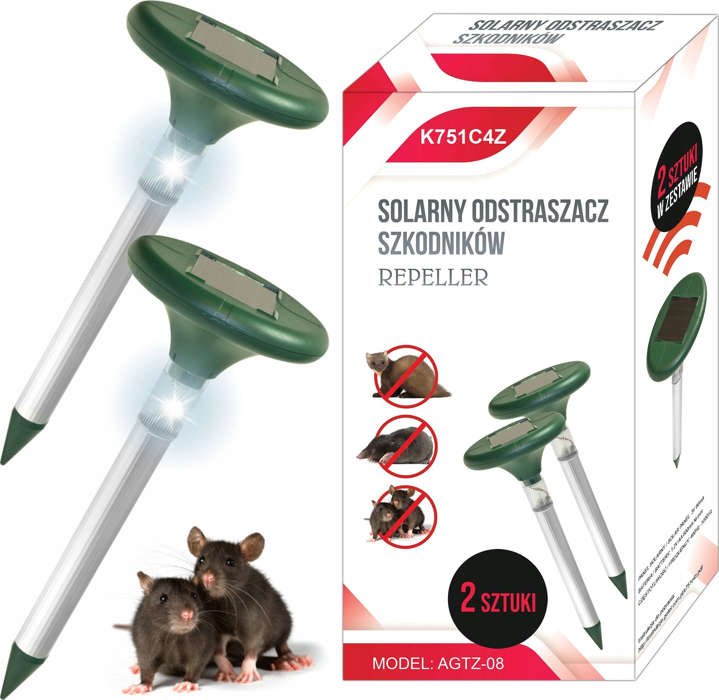 Solarny odstraszacz na krety LED (K751C4Z)