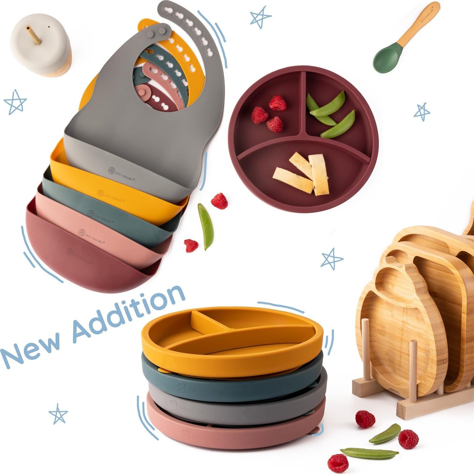 ECO RASCALS ECORASCALS Śliniak silikonowy supermiękki TEAL one size