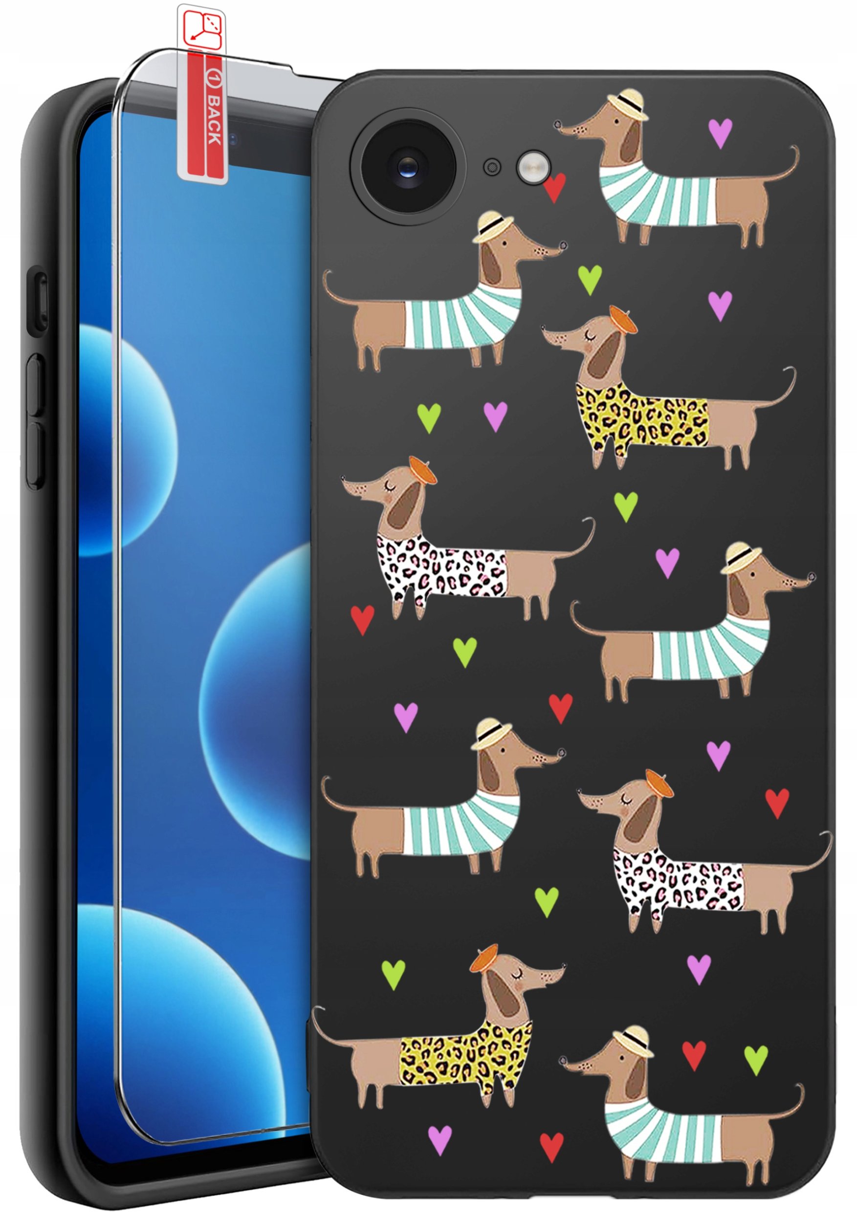 ETUI do iPhone 16e | WZORY | SILIKONOWE MATT CASE + SZKŁO 9H