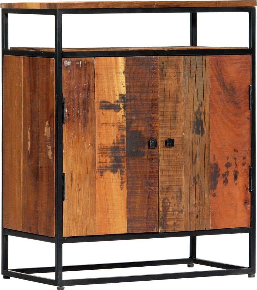 vidaXL Szafka boczna, 60x35x76 cm, lite drewno z odzysku i stal