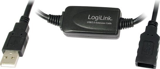 Kabel USB LogiLink USB-A - USB-A 15 m Czarny (UA0145)