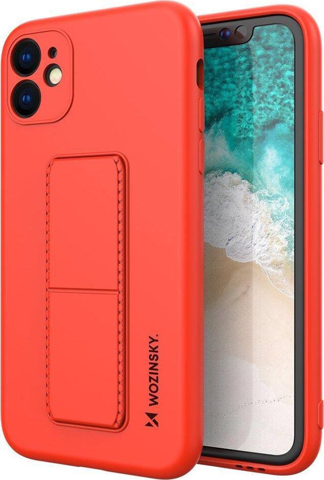 Wozinsky Kickstand Case elastyczne silikonowe etui z podstawką iPhone 12 Pro czerwony