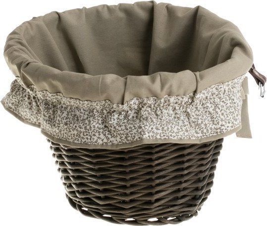 WickerPL Wiklinowy Kosz Rowerowy z Obszyciem i skórzanymi paskami 42x37 H24 cm