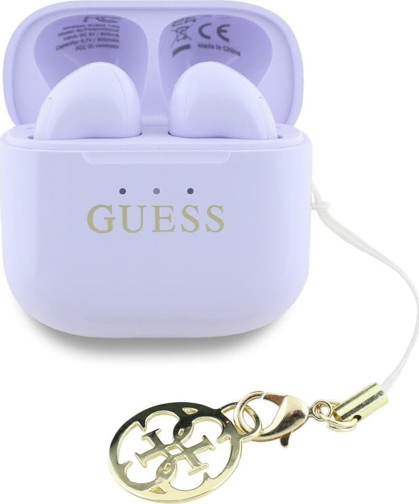 TWS Guess Glossy Effect Printed Classic Logo & Charm Lavender Headphones
