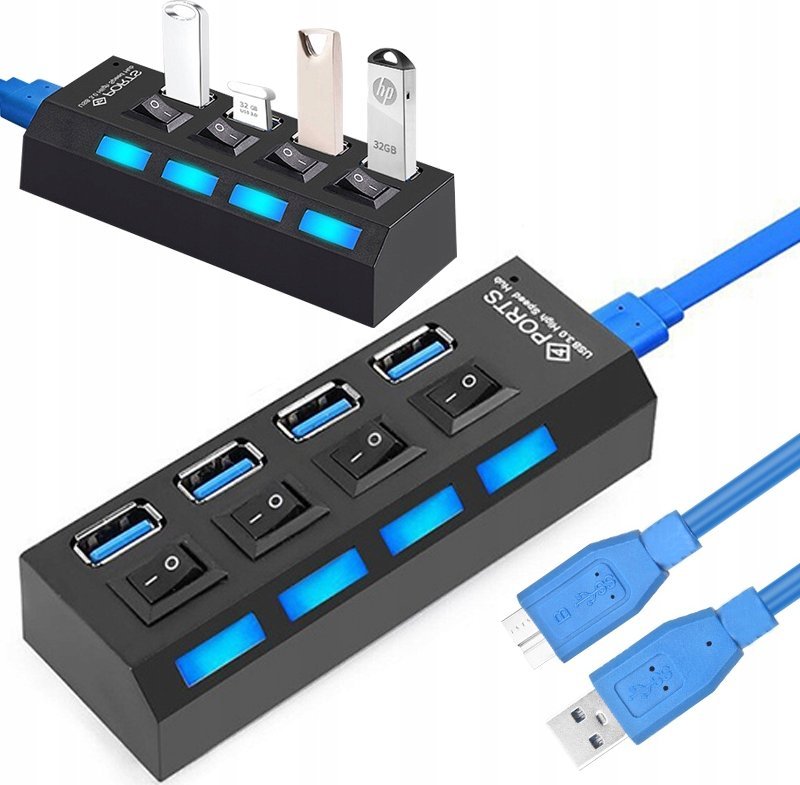 HUB USB 3.0 ROZDZIELACZ 4 PORTY CQT-308