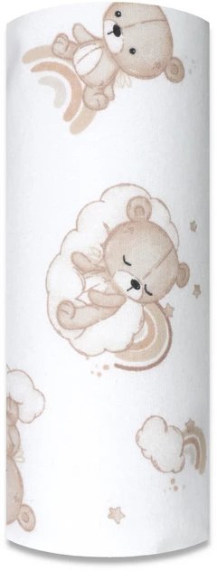 Pielucha flanela druk 70/80 Miś na chmurce białe tło 4008