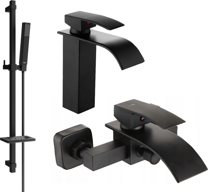 Mexen Mexen Aries DQ77 zestaw wannowy, czarny - 744803DQ77-70