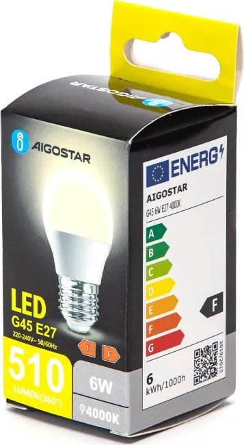 Aigostar Żarówka LED G45 E27 6W 4000K LED G45 E27 6W 4000K