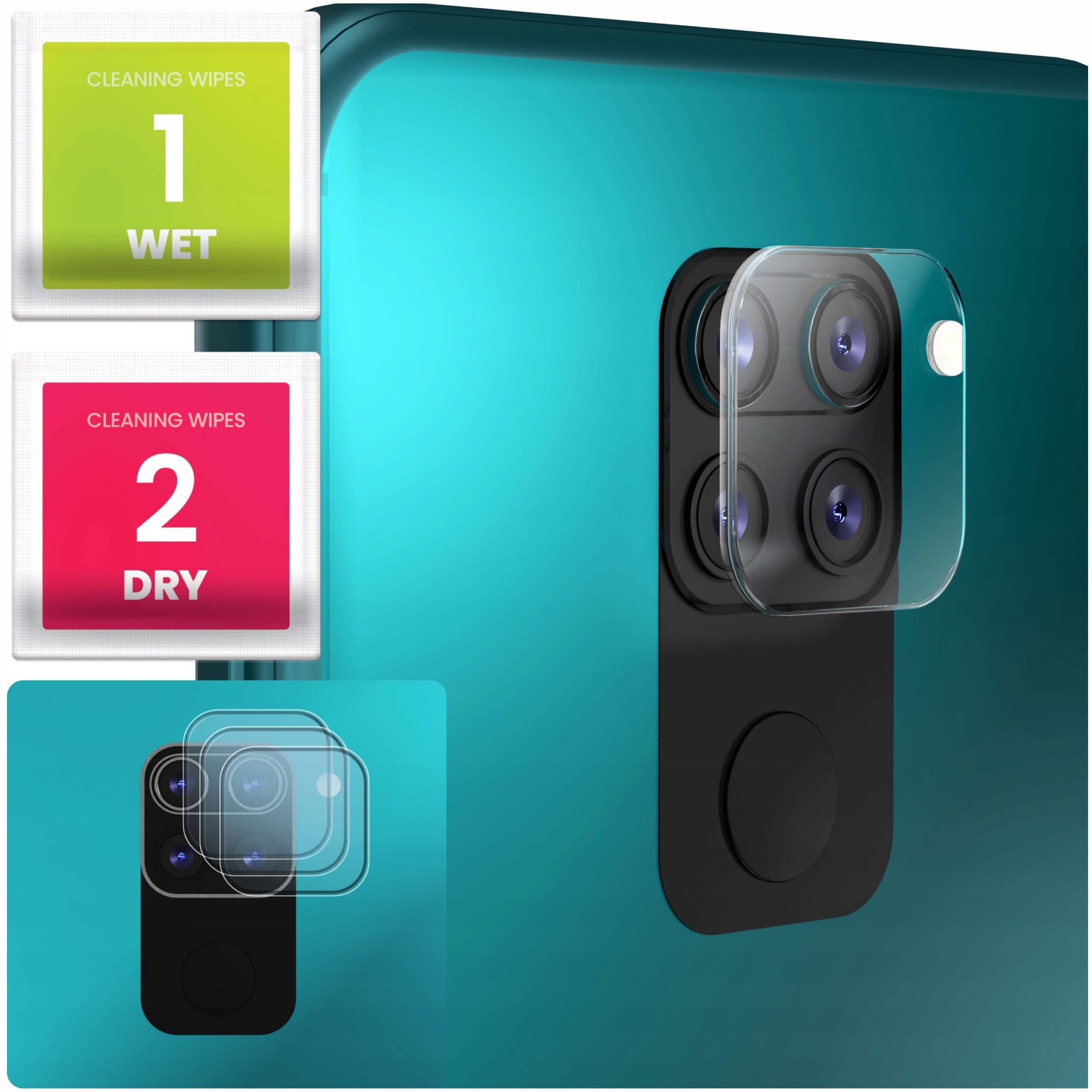 3-PAK Szkło Na Aparat Do Xiaomi Redmi Note 9 (Hartowane, Na Obiektyw, 9H)