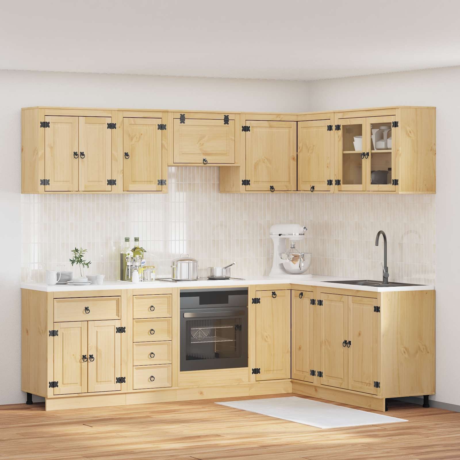 vidaXL Szafka z szufladą i półką 10 pcs Miód Lite sosnowe drewno