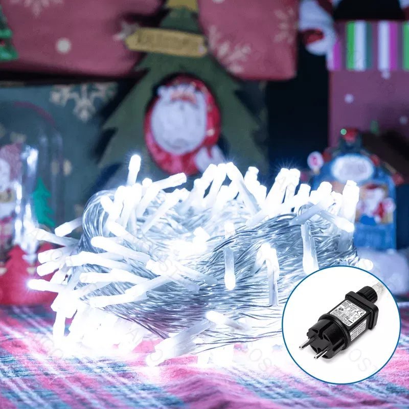 Lampki choinkowe Aigostar Sznur 10mb 100 led Ip44 zimnych lampek choinkowych led z zasilaczem Sznur 10mb 100 led Ip44 zimnych lampek choinkowych led